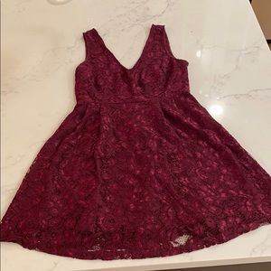 Women’s maroon lace skater dress - size medium